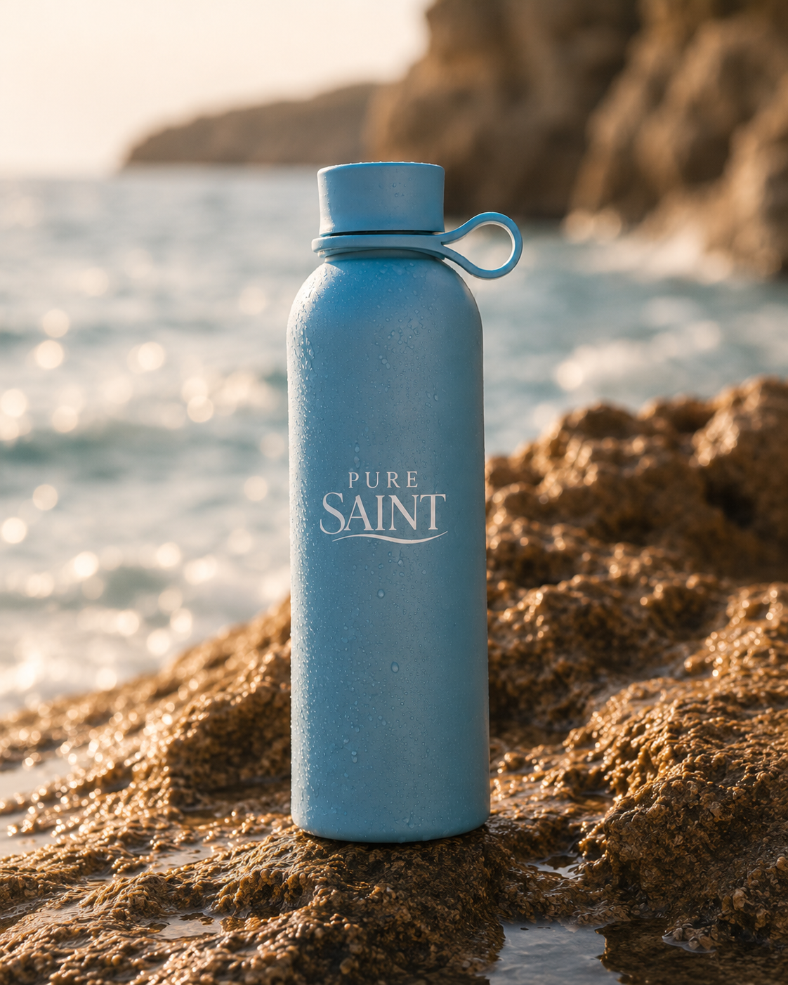Pure Saint Azure Coast Trinkflasche in einer Lifestyle-Szene