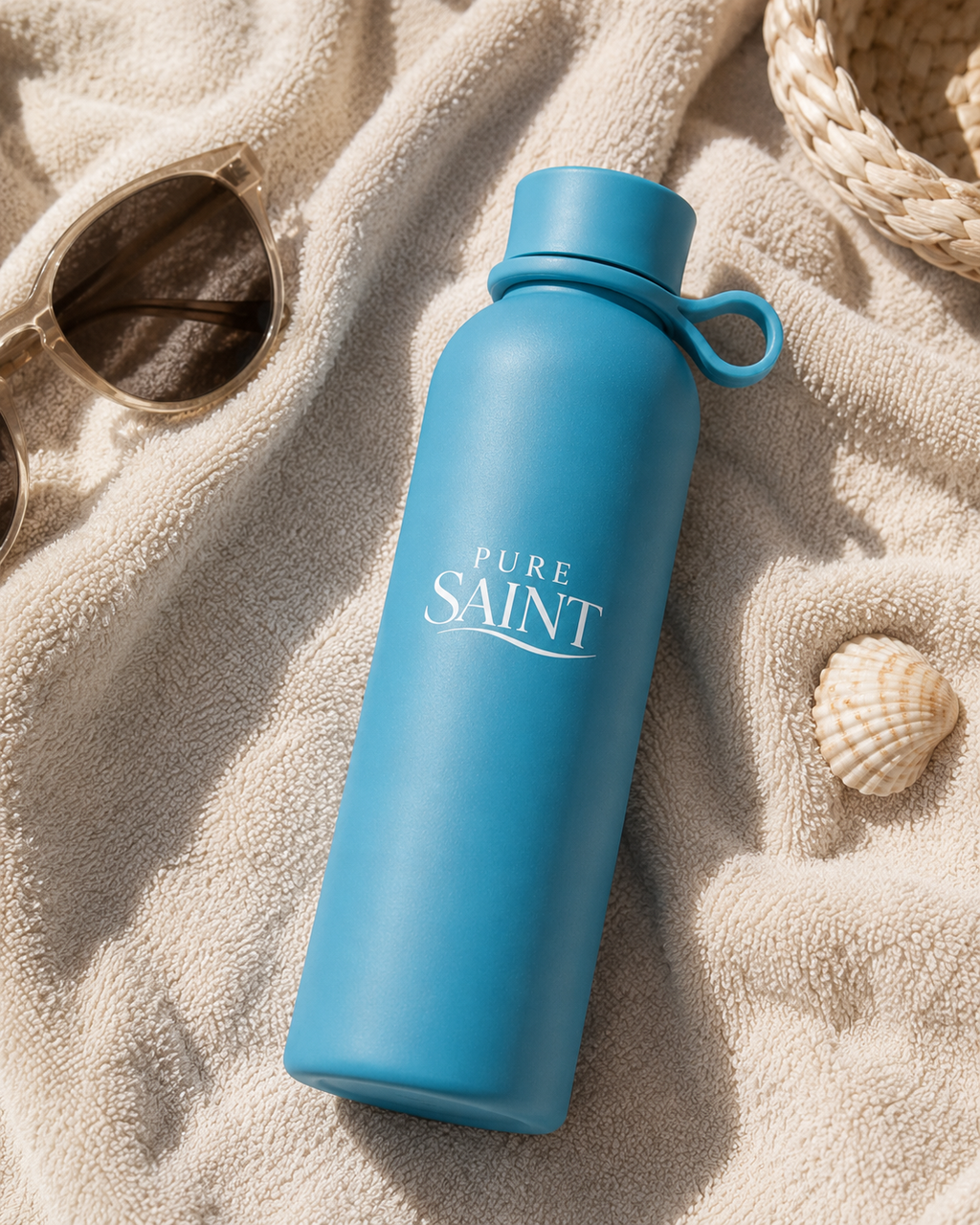 Detailansicht der matten Pure Saint Azure Coast Thermoflasche