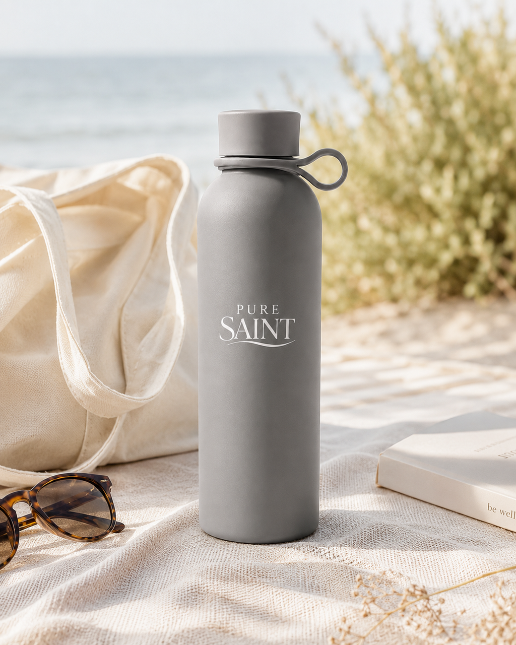 Pure Saint Stone Grey 500-ml-Trinkflasche aus einer weiteren Perspektive