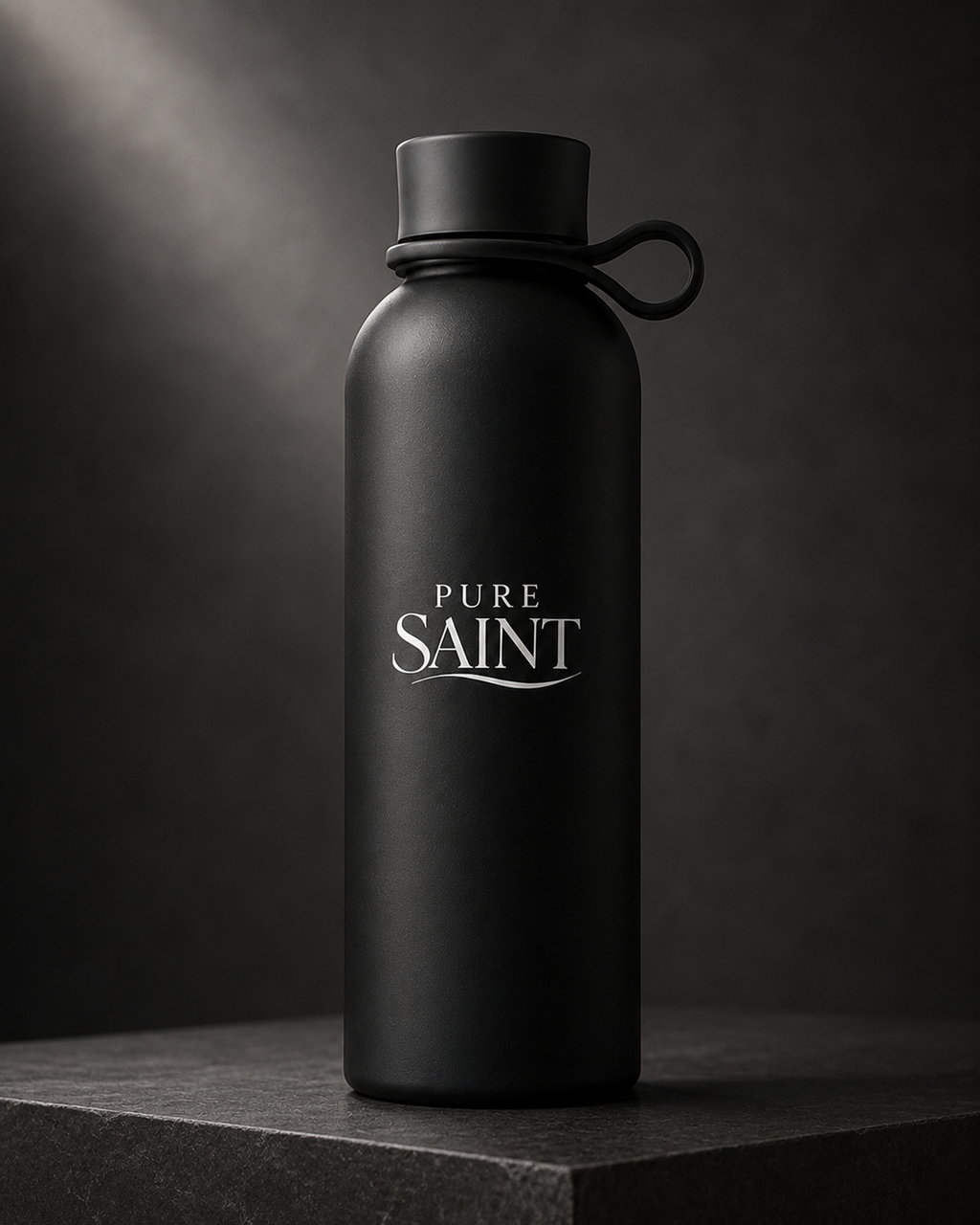 Schwarze Pure Saint 500-ml-Thermoflasche mit Tragegriff