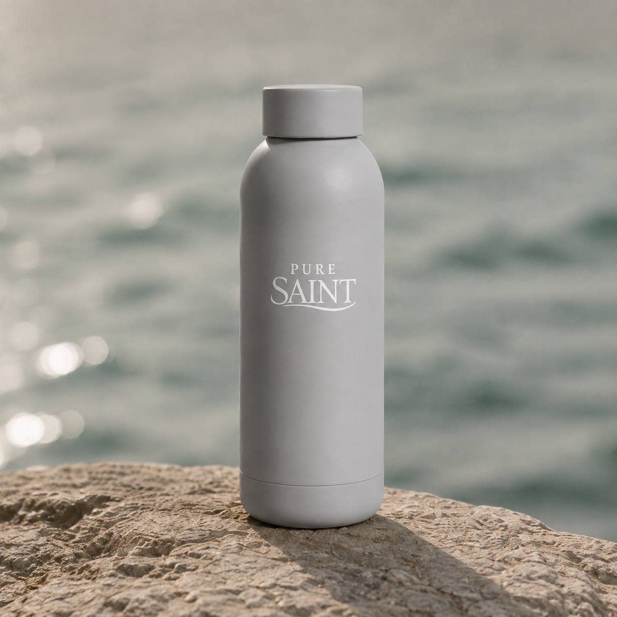 Perlfarbene Pure Saint Soft Pearl 500-ml-Thermoflasche mit Tragegriff