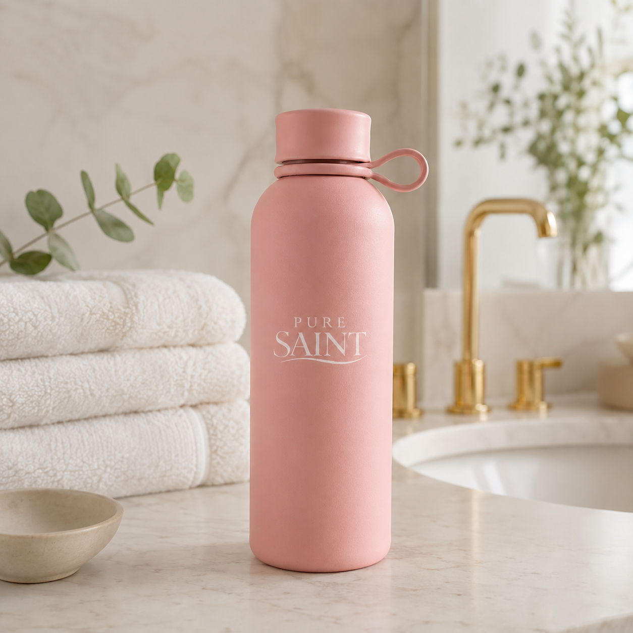 Detailansicht der matten Pure Saint Rosé Élégance Thermoflasche