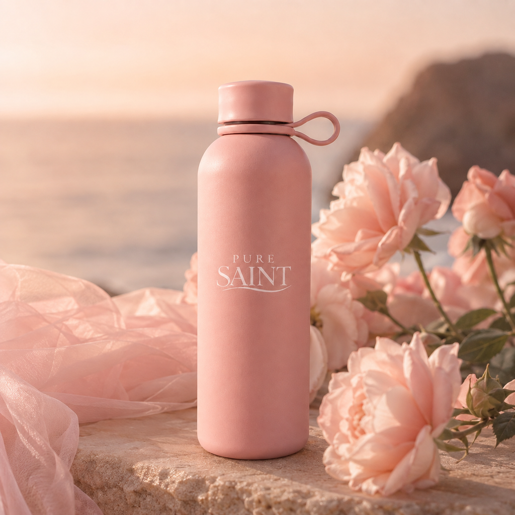 Pure Saint Rosé Élégance Trinkflasche in einer Lifestyle-Szene