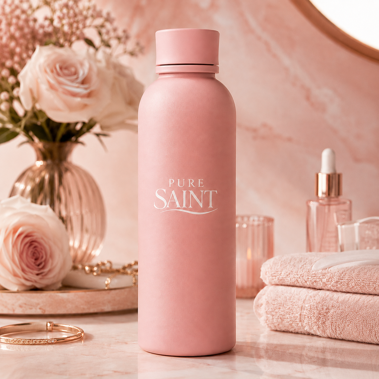 Roséfarbene Pure Saint Blush Rose Thermoflasche ohne Tragegriff