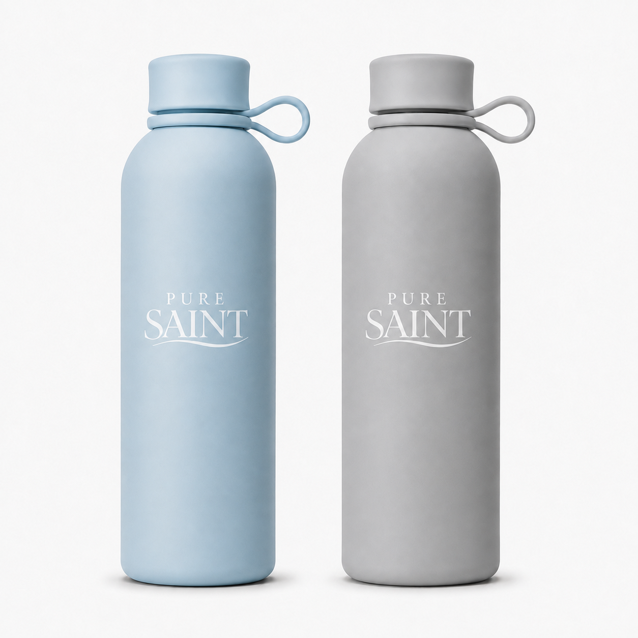 Pure Saint Essential Bundle mit hellblauer und grauer Thermoflasche