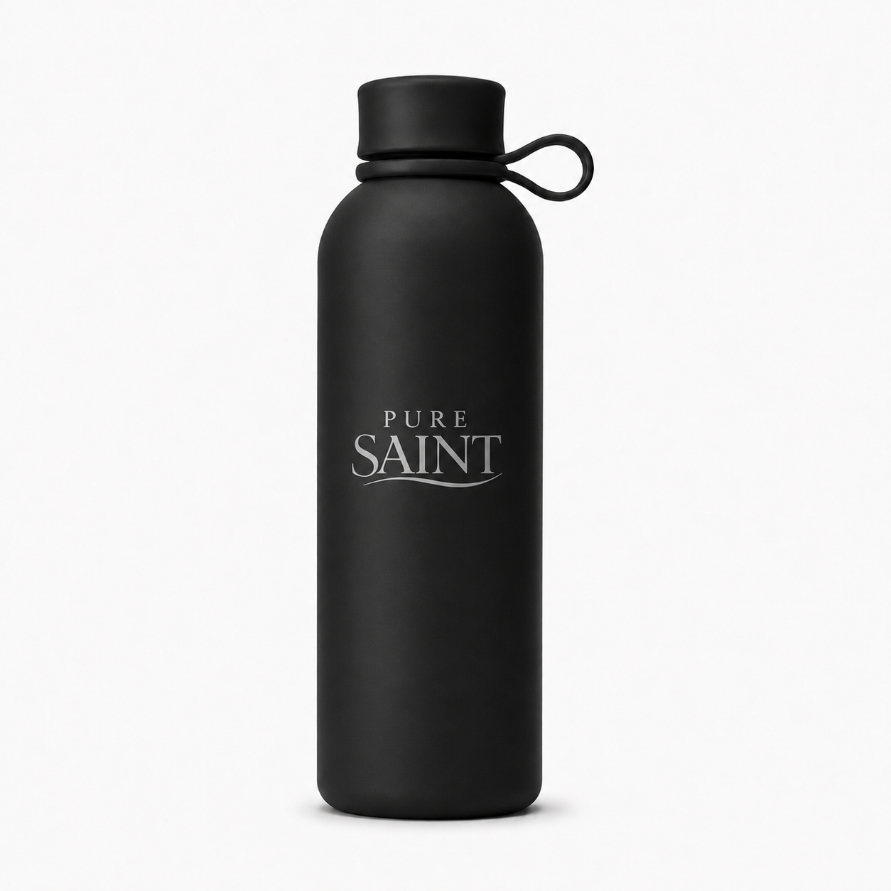 Pure Saint Midnight Black matte schwarze Thermoflasche mit Tragegriff