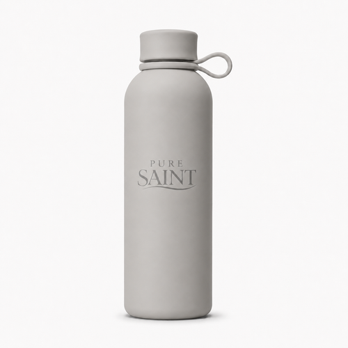 Pure Saint Stone Grey graue Thermoflasche mit Tragegriff
